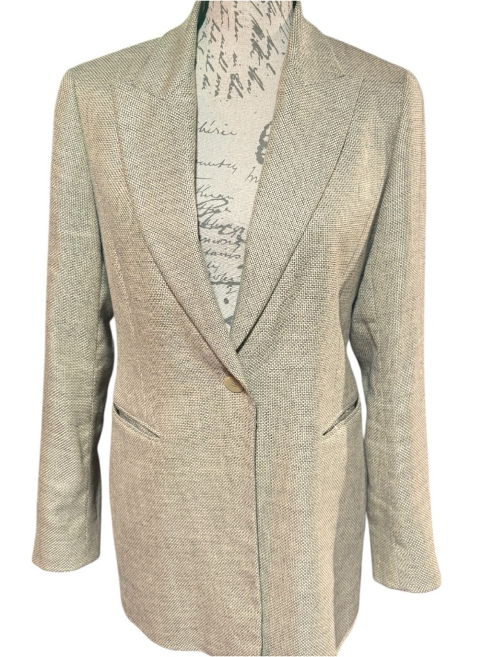 Lafayette 148 Linen Viscose Blended Single Button Golden Tan Blazer Size 4